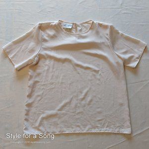 Vintage Cream Sheer Flowy Short Sleeve Top 8
